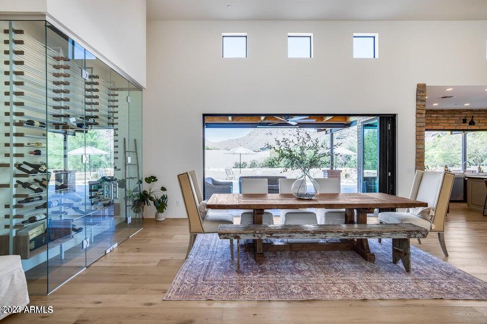 Temperature controlled floor to ceiling glass wine chiller