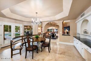 Kitchen nook with custom chandelier