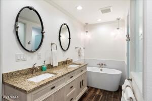Guest en suite bath 1 with free standing soaking tub