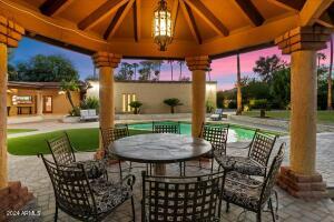 Covered ramada with custom chandelier