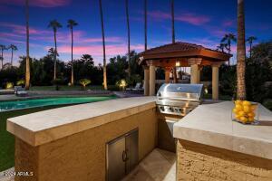 Built-in BBQ with wine fridge